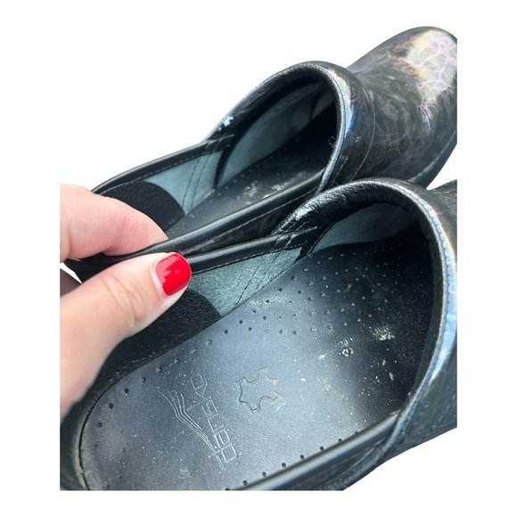 Dansko Professional Lightning Patent Leather Metallic Clogs Women's Size 38 - Picture 2 of 6